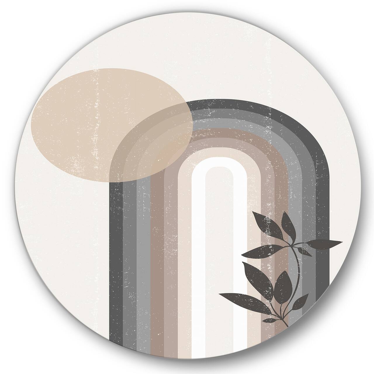 Designart - Abstract Rainbow Sun and Moon In Earth Tones III - Modern Metal Circle Wall Art